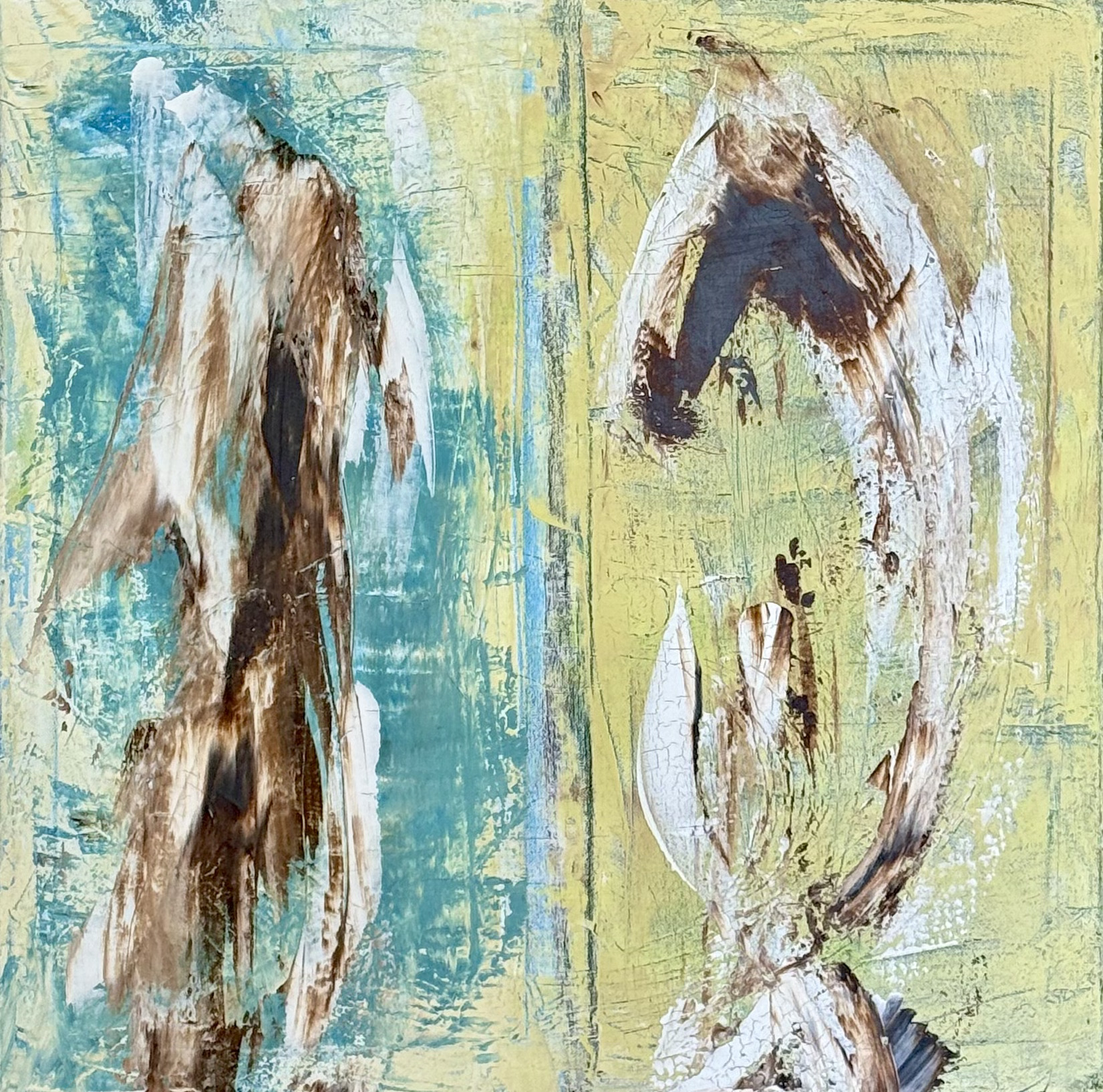 Acrylmalerei Kunstwerk im Atelier Facettenreich - Farbenfrohe Komposition mit modernen Techniken